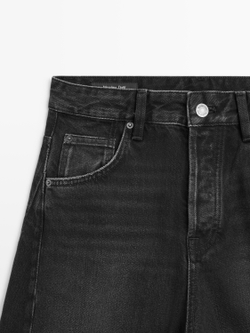 Massimo Dutti Джинсы Balloon Fit со средней посадкой, черный