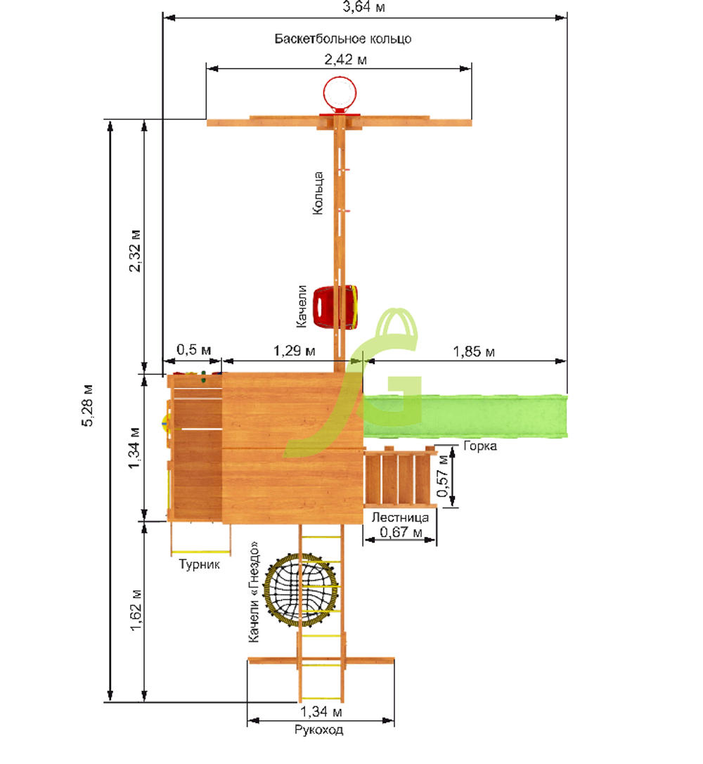 Детская площадка Крафт Pro 4 (скат 2,2)