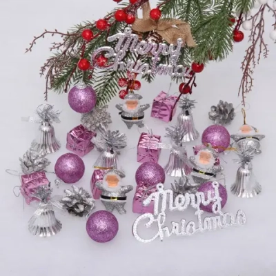 Набор украшений «Весёлая ёлочка» 3 см (32 предмета), фиолетовый/серебро