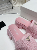 Prada Crochet Platform Slides