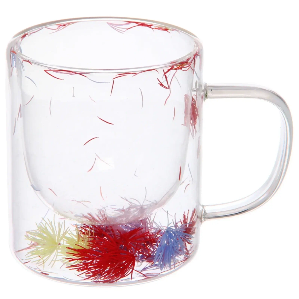 Кружка стеклянная с двойными стенками 270мл «Хай-Тек» с веточками
