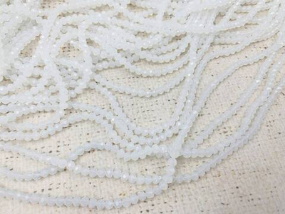 Бусины граненые Рондель, d 4 мм, 1 уп=10 нитей, 1 нить 45 см, белый матовый