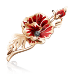 Брошь «Мак» из красного золота с эмалью