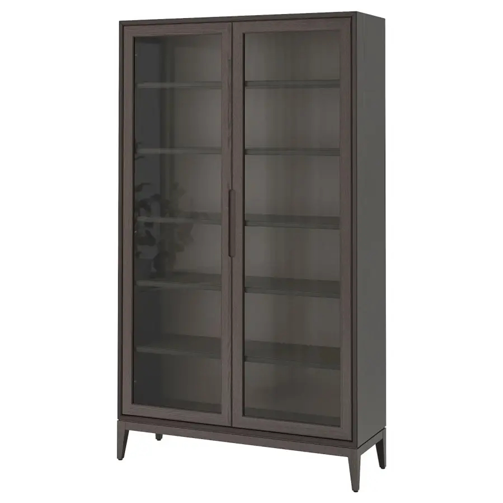 Шкаф со стеклянными дверцами  - REGISSÖR IKEA/ РЕЖИССЕР/РЕЖИСЁР ИКЕА, 118x203х38 см, черный/прозрачный