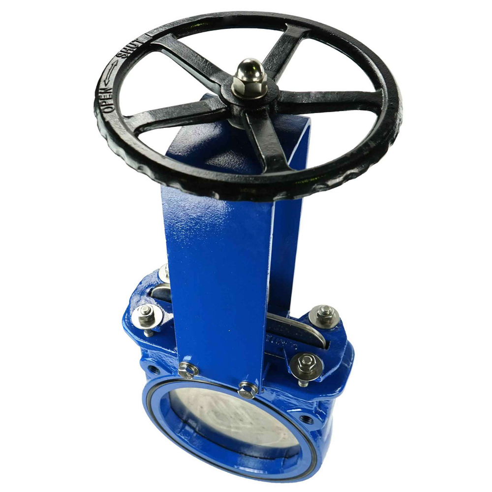 Knife gate valve Elephant GGG40-SS304-NBR-2W, body material - cast iron GGG40, knife material - stainless steel AISI 304, seal - NBR, handwheel operated