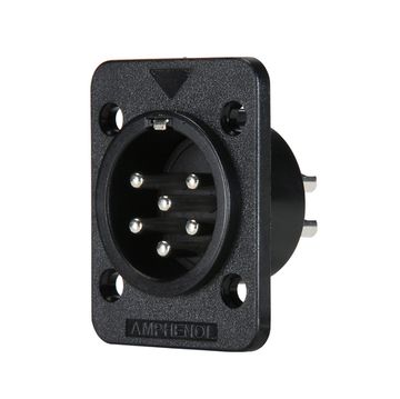 Amphenol AP-6-22 - Панельный разъем "папа"6 конт.,квадрат.фланец , корпус из термопласт., цвет черн