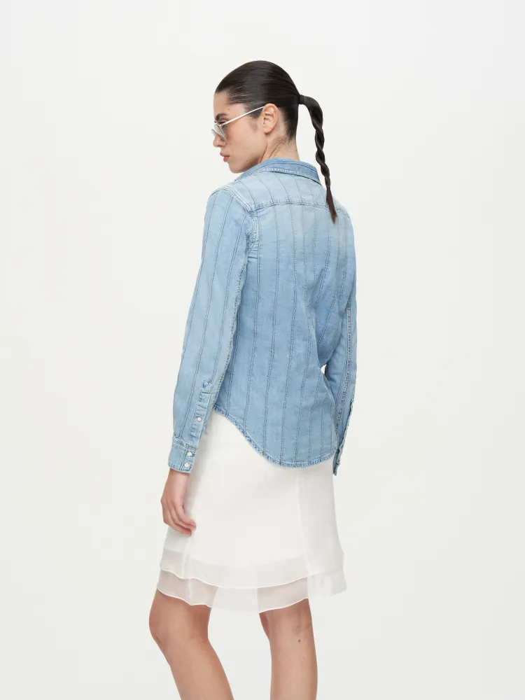 Голубая рубашка из денима в полоску