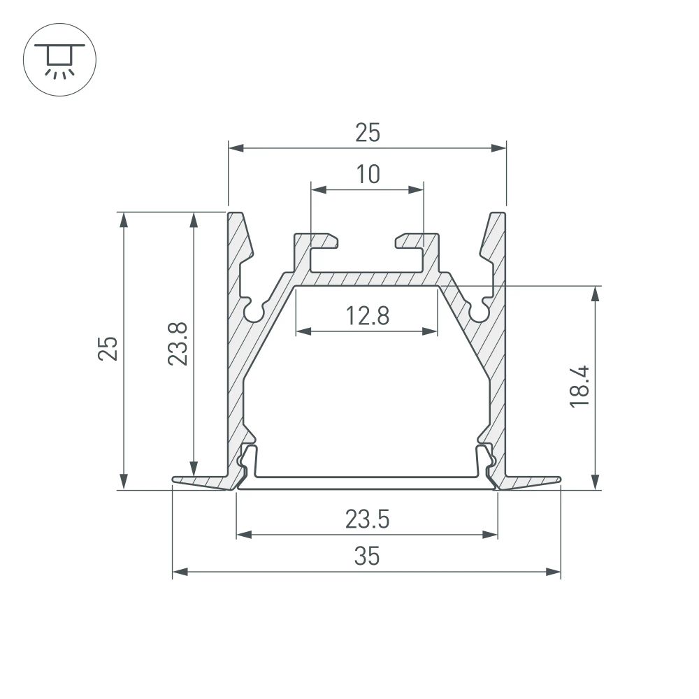 Профиль LINIA25-F-2000 ANOD (Arlight, Алюминий) 053805