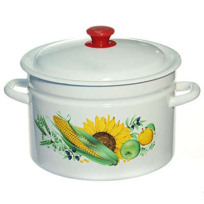 Кастрюля сталь, эмал, 8 л, с крыш, Керчь, 41804-202/6, в асс