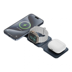 Беспроводное зарядное устройство EnergEA Bazic GoMag Trio PLUS magnetic wireless foldable 15W, Blue (GM-TRIOPLUS-BLU)