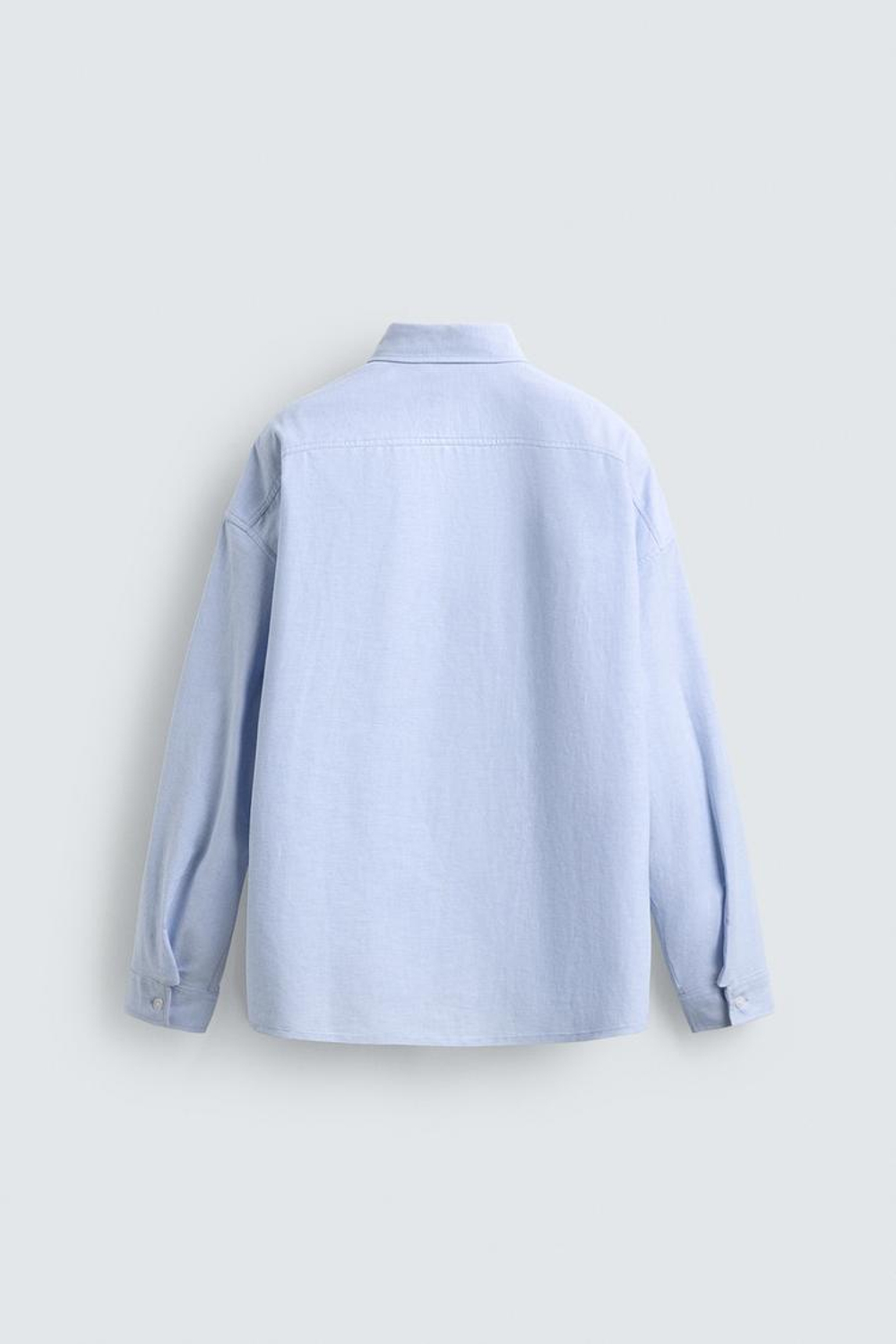 ZARA РУБАШКА ОВЕРСАЙЗ ОКСФОРД С ПРИНТОМ, ГОЛУБОЙ