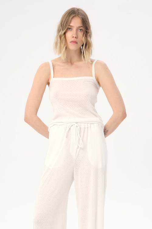 Брюки на кулиске из ажурного трикотажа, черный