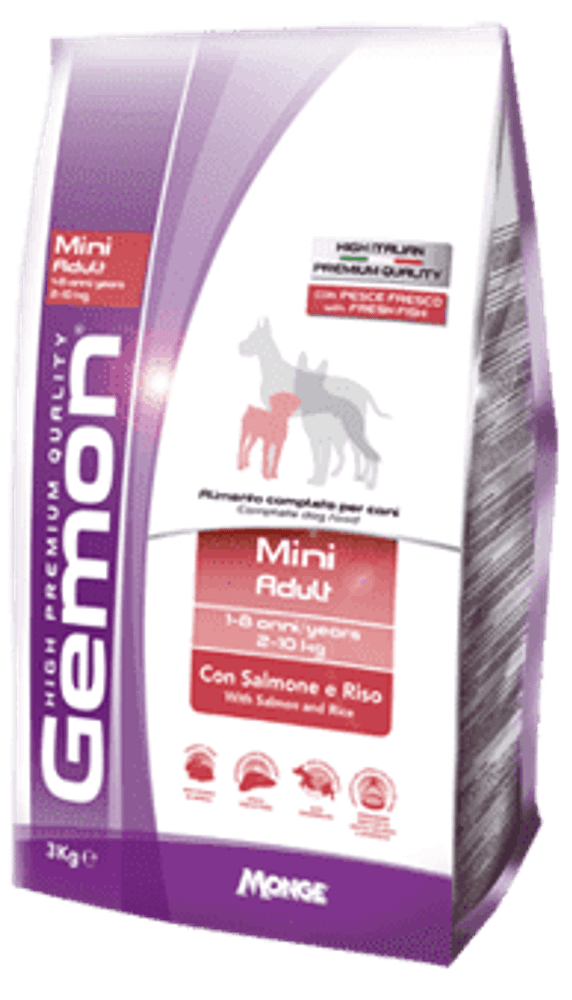 *Gemon 3кг Dog Mini корм для взрослых собак мелких пород лосось с рисом (Уценка)