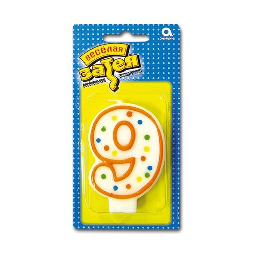 Свеча -цифра "9" 7,6см/A