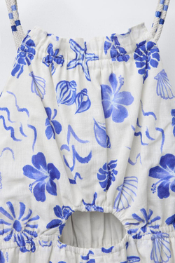 ZARA КОМБИНЕЗОН С ПРИНТОМ «РАКУШКИ», ЯРКО-СИНИЙ