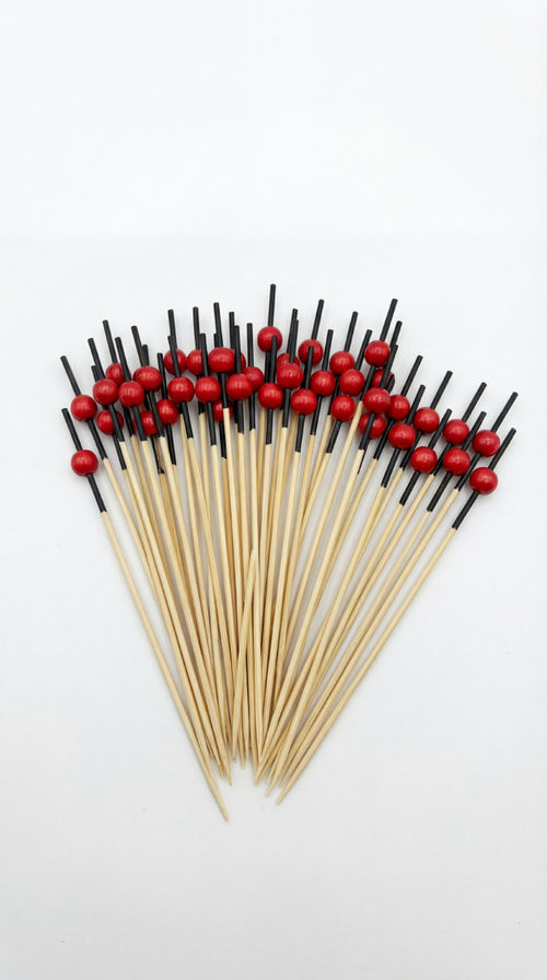 ШПАЖКИ ДЕРЕВЯННЫЕ ШАРИК КРАСНЫЙ 12 СМ. 100 ШТ.\40 УП.