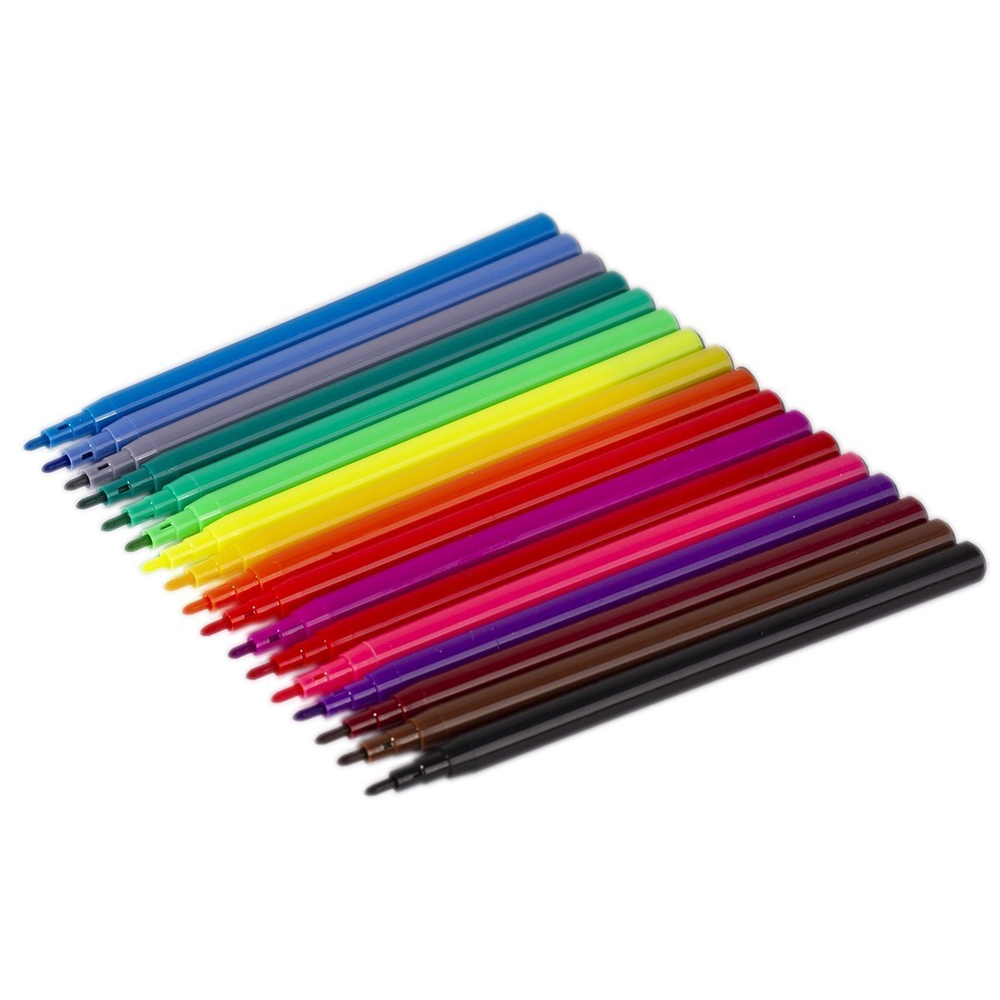 Фломастеры, 18 цв, Alingar, смываемые чернила, корпус круглый, "Подзорная труба", вентилируемый колпачок, упаковка ПВХ, европодвес