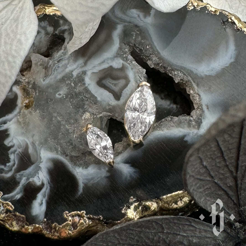 Накрутка "One Marquise" - Желтое золото - White CZ