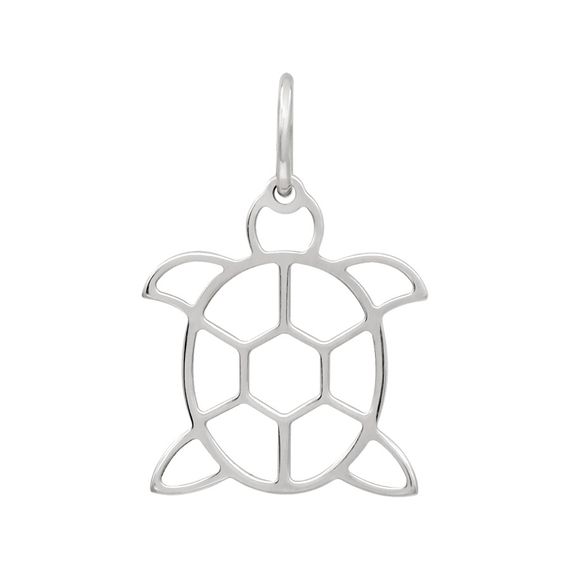 Черепаха - украшение из серебра, ювелирная подвеска, вид спереди