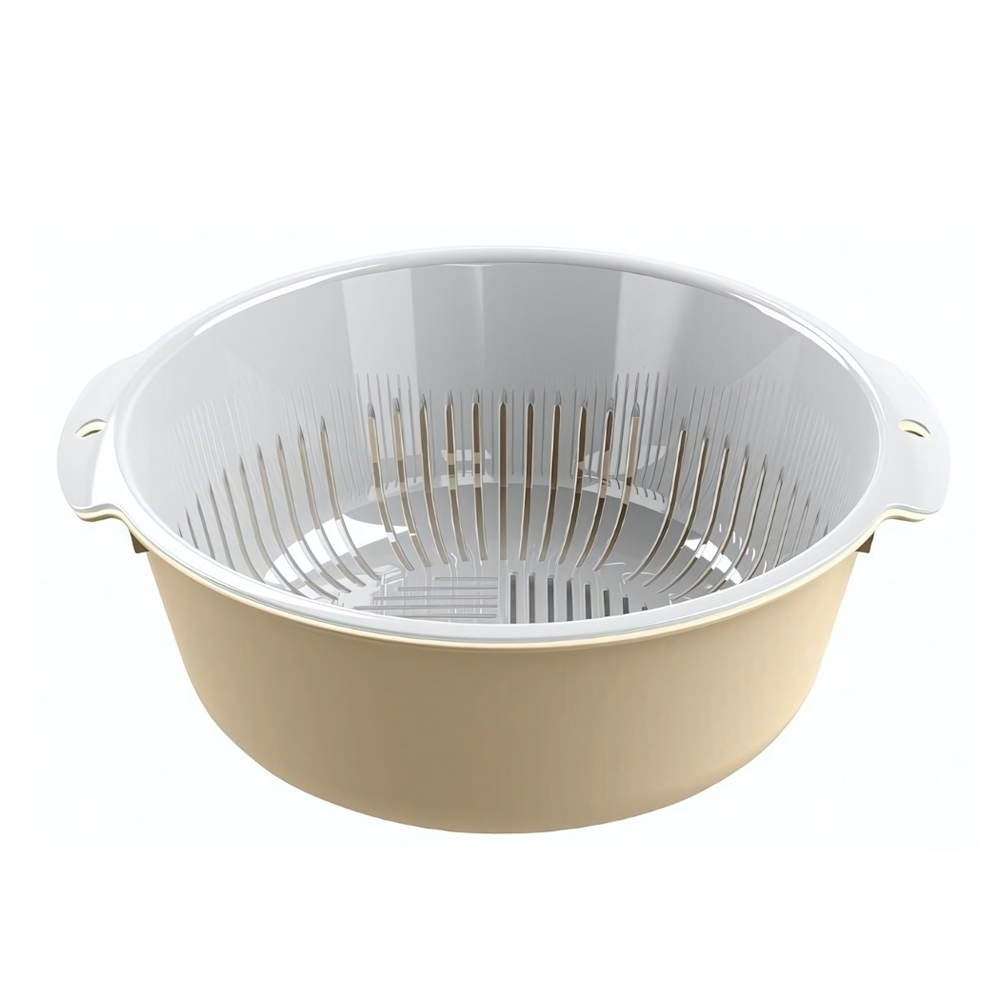 Миска круглая 3л + Дуршлаг "Bergamo" круглая (бежевый)