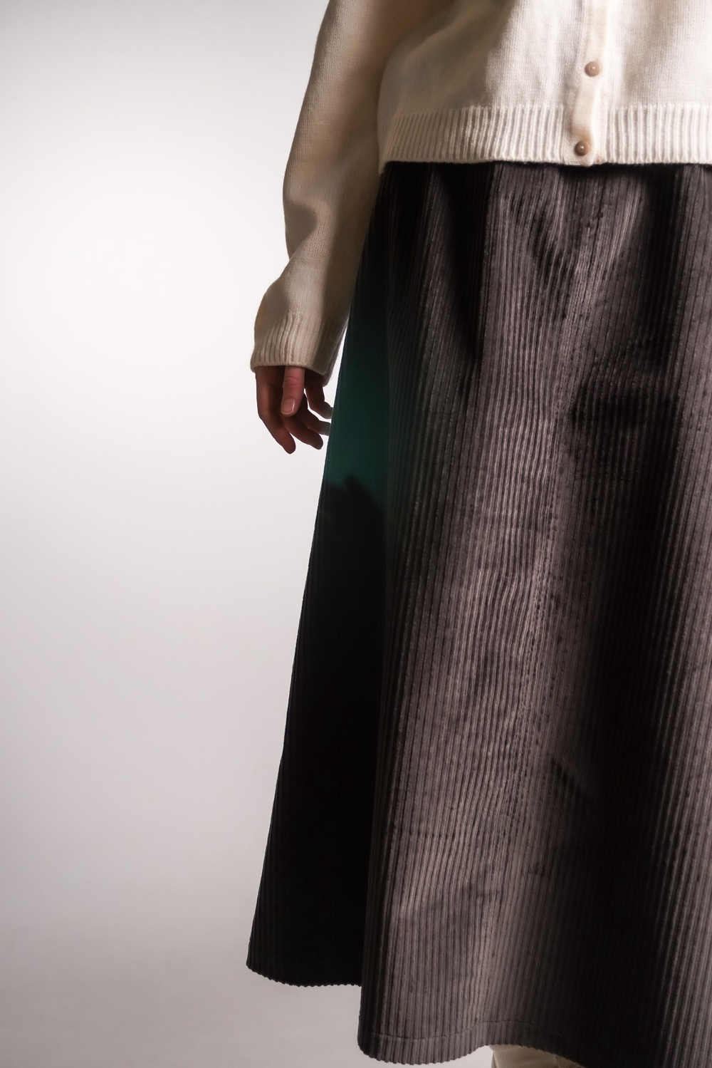 Юбка-трапеция из вельвета, графит