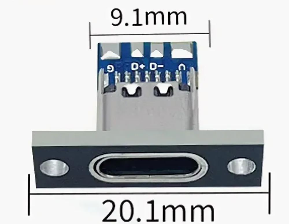 Гнездо USB Type-C с крепежной пластиной