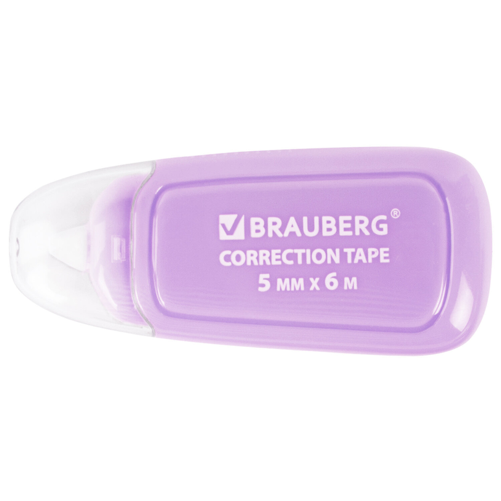 Корректирующая лента BRAUBERG COMPACT PLUS PASTEL, 5 мм х 6 м, корпус ассорти, блистер, 270551