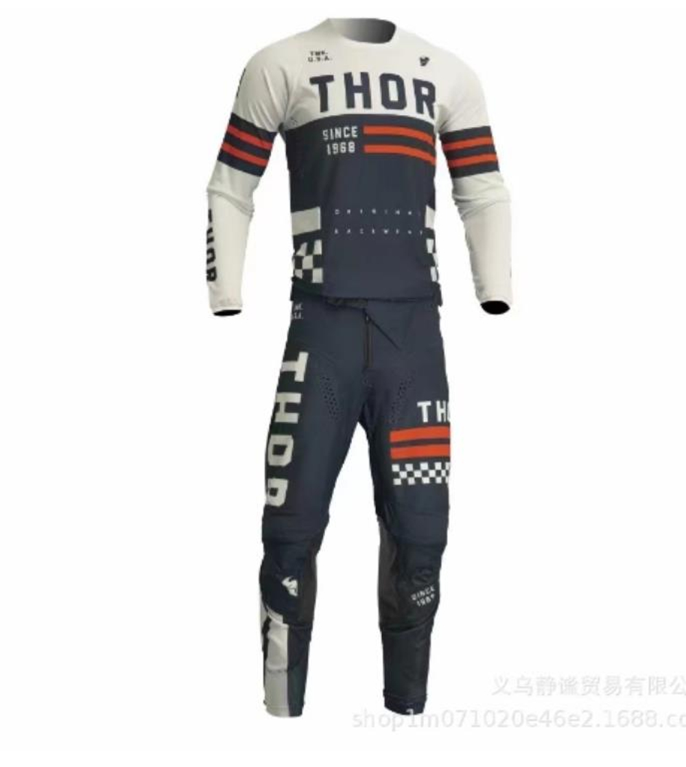 костюм кроссовый Thor бело-синий L