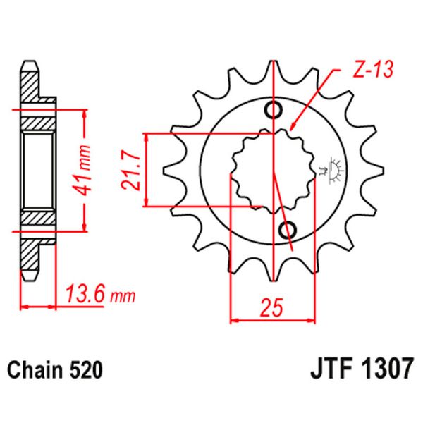 JT JTF1307.15 звезда передняя (ведущая), 15 зубьев