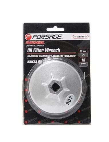 Съемник масляного фильтра ''крышка''90мм х 15гр, в блистере Forsage F-10689015