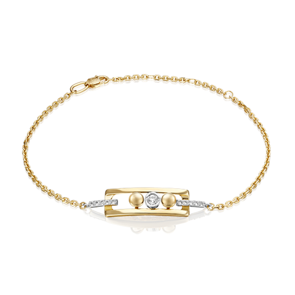 Браслет «Дуэт форм» из комбинированного золота с натуральными топазами white