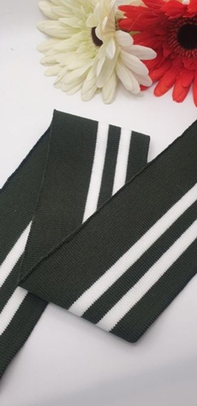 Манжет, 6см ×120см. Черный с белыми полосками (одинарный)