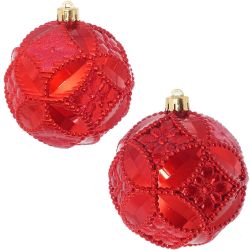 GAEM Набор из 2шт Украшение новогоднее Шар "Карнавальный узор", D 10 см, L20 W10 H10 см