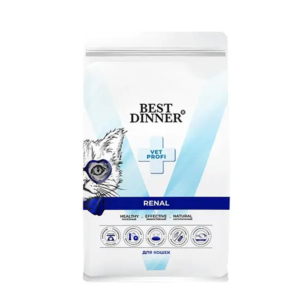 Best Dinner Vet Profi Renal Сухой диетический корм для кошек при острой или хронической болезни почек, 1,5 кг
