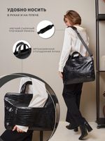 Сумка для ноутбука 13,3" и 14" с ремнем на плечо и 3 отделениями (Лакированный черный)