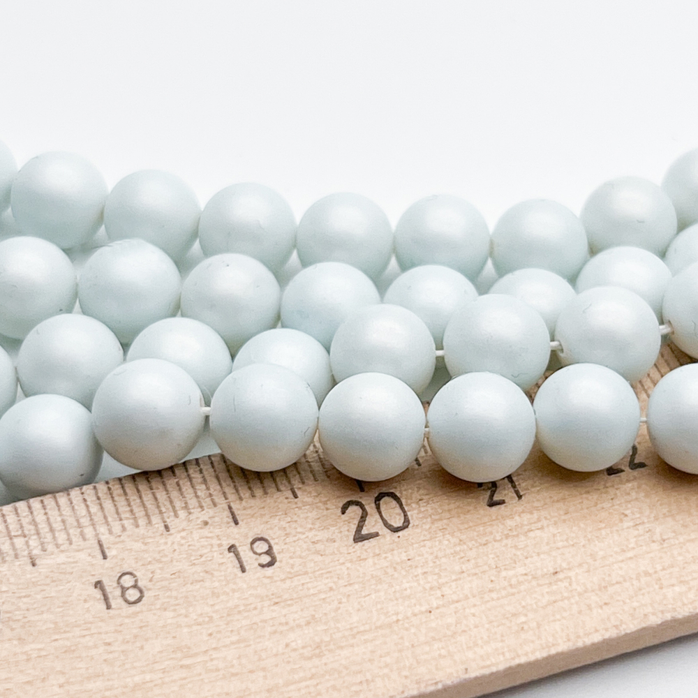 "Майорка" с эффектом сатин, цвет голубой, диаметр 8,3 мм, цена за 12 шт (1/4 нити)