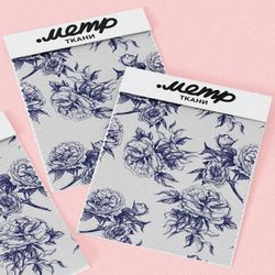 Ткань бифлекс синие контуры цветов