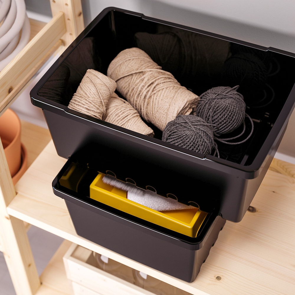 IKEA UPPSNOFSAD  (ИКЕА УППСНОФСАД)  -  Контейнер, черный, 35x25x14 см/9 л