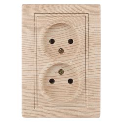 Розетка Intro Plano 1-204-11 без заземления двойная 2х2P 16А-250В IP20 СУ сосна | 