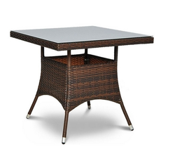 Обеденная мебель из искусственного ротанга стол РИМИНИ «RIMINI»(с подушками) + 4 кресла Милан Dark brown