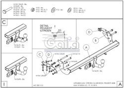 Фаркоп оцинкованный Galia M122A для Mitsubishi Eclipse Cross 2018-, Mitsubishi ASX 2010-, Citroen C4 Aircross 2012-, Peugeot 4008 2012-(паспорт и сертификат в комплекте)(без электрики)
