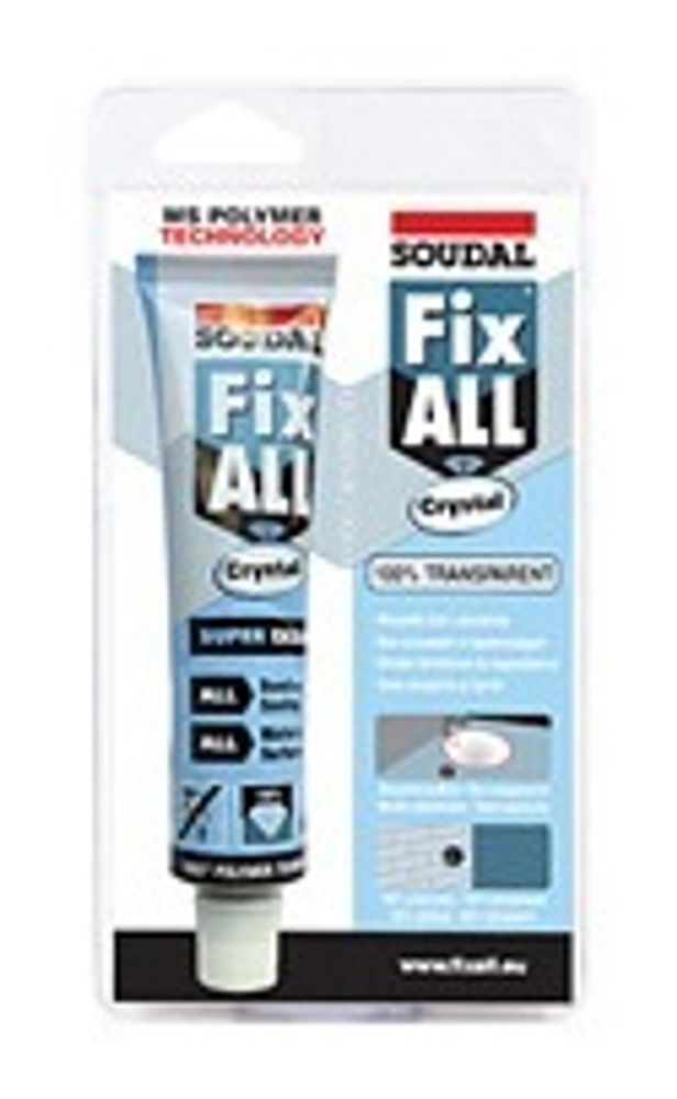 Клей-герметик Soudal FIX ALL Crystal прозрачный универс.+ влажн.поверхн.80мл  122393