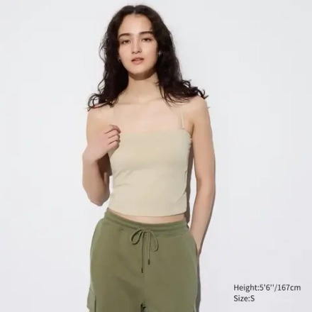 UNIQLO УКОРОЧЕННЫЙ ТОП, БЕЖЕВЫЙ