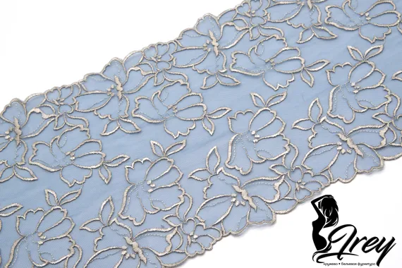 05-108 Вышивка на эл. сетке 18 см, синий/золото