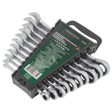 Ключи комбинированные трещоточные (8, 10, 12-19мм), набор 10пр. RockForce##Rock FORCE RF-51102