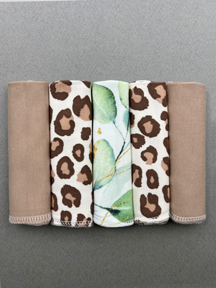 Платочки сет из 5 штук LooJoo Карамель / Леопард / Ветви
