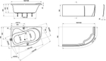 Ванна ROSA 150x95 левая белая