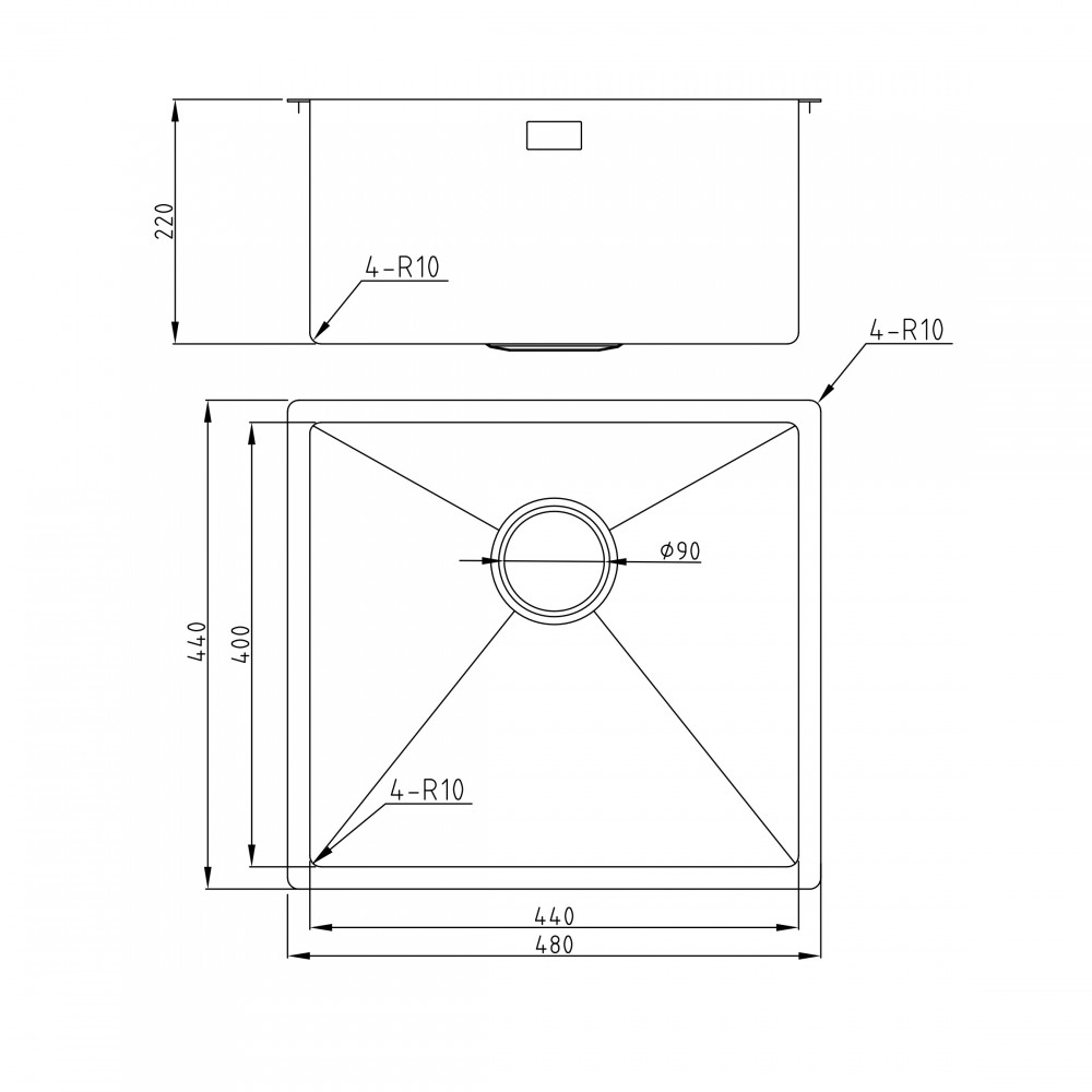 Мойка для кухни MILACIO Denia 48 Steel MC.77449 сталь воронёная