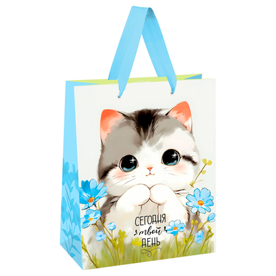 Пакет подарочный 33*42*12см MESHU "Cute kitten", матовая ламинация