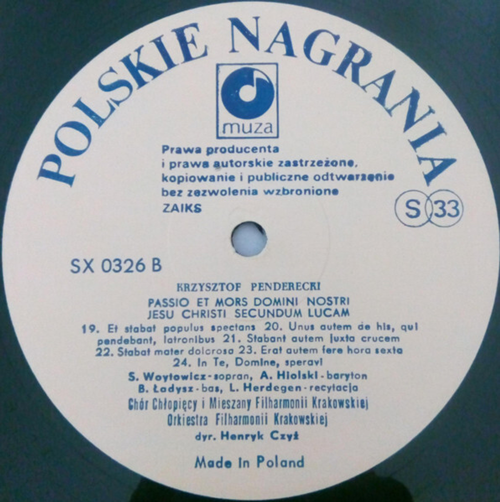 Penderecki / Passio Et Mors Domini Nostri Jesu Christi Secundum Lucam (2LP)